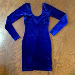 American Apparel Blue Velvet long sleeve Mini Dress